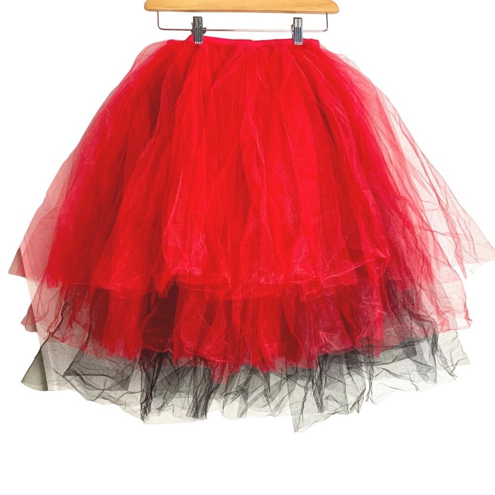 Art Stone Theatre Tulle Tutu Skirt Costume Cosplay Stage Red Black Halloween